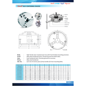 Mandrin à 3 mâchoires UNNAT haute précision avec base, mâchoires dures et souples pour tours, meilleur prix fournisseur - Product Image 4