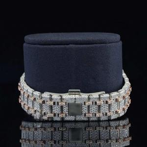 Montre squelette automatique tendance en acier inoxydable, entièrement sertie de diamants de laboratoire, mouvement japonais, fonction date, luxe, fabricant de montres - Product Image 4