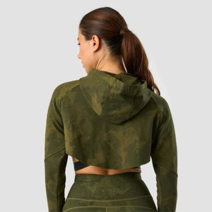 Jersey de mujer de moda con capucha recortada Top suave transpirable con logotipo impreso con cordón en la espalda para la temporada de invierno R - Product Image 3