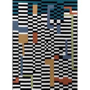 ADWP-13047 Flat Weave Wool Polyester <b>Rugs</b> Ebony/Undyed White Geometric Handmade 6x9 ft Rectangle Carpet Home Living Room Hallway - Product Image 1