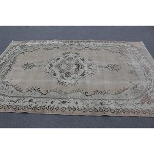 Turkish Vintage Large Rug 5.6x8.8 ft, <b>Brown</b> <b>Wool</b> Rug - Product Image 3