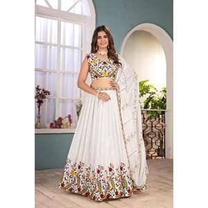 High Quality Fashion Lehenga Choli with Chinnon Fabric <b>Beautiful</b> Embroidery Ideal for Engagement Party and Festival Occasion - Product Image 4