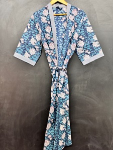 Phụ Nữ Của Cotton Tầng-Chiều Dài Có Thể Giặt Kimono Áo Choàng Kích Thước Miễn Phí Áo Choàng Tắm Với In Loungewear Mềm Mại Ngủ Cho Mùa Hè - Product Image 4