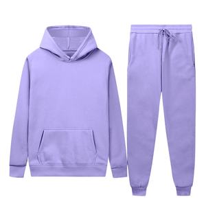 Ensemble de survêtement violet lavande avec sweat à capuche et pantalon de jogging pour hommes et femmes, vêtements de sport décontractés d'hiver, vente en gros, usine OEM, logo personnalisé - Product Image 1