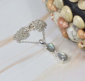 Labradorite Gemstone <b>Simple</b> Design 925 Sterling Silver <b>Gold</b> Plated <b>Necklace</b> Pendant Perfect Wedding & Anniversary Gift Jewelry - Product Image 4