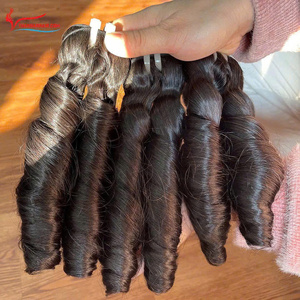 Extensions de cheveux Remy humains vietnamiens doux rebondissant tissage bouclé trame faisceaux de cheveux Double trame boucles à vapeur Stock disponible - Product Image 4