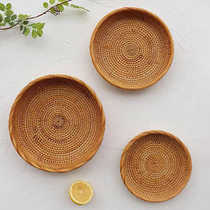 Petit panier en rotin tressé de haute qualité, panier à pain et à fruits, conteneur peu profond en fibres naturelles - Product Image 6