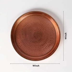 Plateau de service multifonctionnel classique à un niveau en cuivre fait à la main, boîte de rangement, vaisselle décorative pour la cuisine - Product Image 4