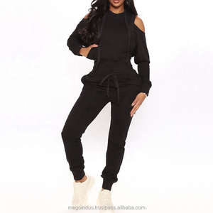 Streetwear design personnalisé pour femmes automne hiver pantalon de survêtement manches longues en polaire épaisse et survêtement à capuche - Product Image 1