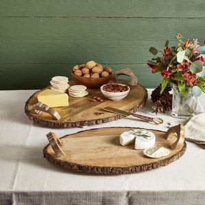 Ovalado de diseño moderno de alta calidad para bandejas de madera de mango con corteza de árbol para regalos decorativos de Navidad - Product Image 4