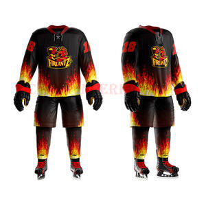 Jerseys de hockey sobre hielo para jóvenes sublimados con cuello atado profesional de alta calidad, uniforme personalizado, conjunto de equipo transpirable, servicio OEM - Product Image 2