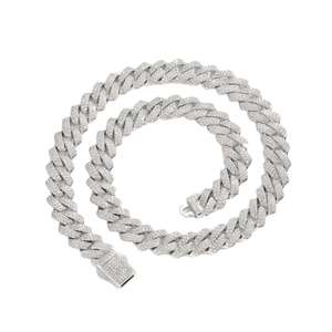 14mm VVS Moissanite cadena de eslabones cubanos Ice Out oro corte redondo diamante Hip Hop joyería para hombres 925 plata esterlina - Product Image 3