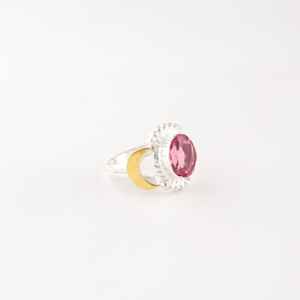 Bague Statement pour Femme en Argent Sterling 925 avec Tourmaline Rose Coupe Ovale Certifiée IGI, Pierre de Naissance d'Octobre, Cadeau de Mariage - Product Image 4