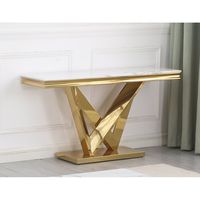 Console d'entrée moderne de luxe avec base en acier inoxydable, plateau en marbre, écologique, imperméable et résistante à l'usure pour salon