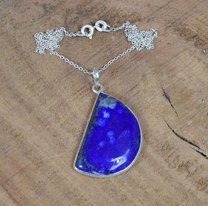 Collier pendentif en argent sterling avec lapis-lazuli, pierre de naissance de décembre, bijoux faits à la main pour femmes, cadeau - Product Image 2