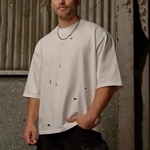 T-shirts pour hommes de haute qualité, style délavé surdimensionné, tee-shirt personnalisé pour la salle de sport, vêtements de rue tendance, t-shirt personnalisé avec broderie délavée - Product Image 3