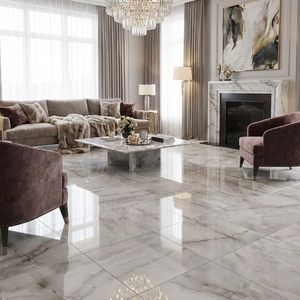 Carreaux de sol en porcelaine polie et émaillée de 60x60 cm, carreaux de sol carrés de qualité supérieure, surface brillante, solutions de revêtement de sol de luxe - Product Image 5