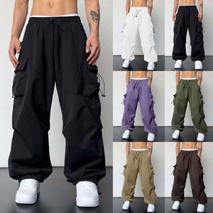 Pantalon cargo décontracté vintage pour homme, coupe ample, jambe large, droit, streetwear, jogging, mi-toile, imperméable, coupe-vent, respirant - Product Image 6
