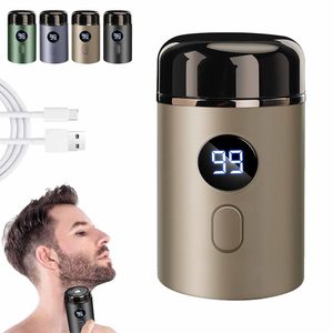 Mini rasoir électrique pour homme, marron, rechargeable par USB, avec lames simples et doubles, étanche IPX7, rasoir rotatif pour le visage - Product Image 6