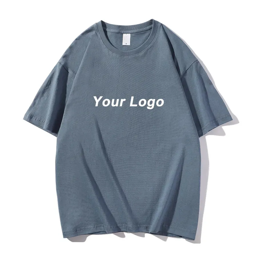 Kaus ukuran besar polos cetak kaus kustom Logo kustom katun kualitas kelas pertama