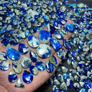 Azurite Turquoise Cabochon Agate verte Pierres précieuses Paire de pierres naturelles pour la fabrication de bijoux et la guérison Lot assorti poli - Product Image 3