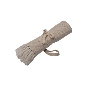 Coperta Raschel Riciclata Sostenibile con Frange - Product Image 3