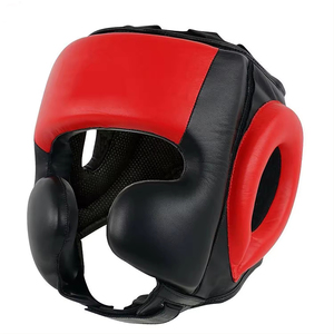 Meilleure vente en gros Entraînement professionnel unisexe Rexine/cuir DOUBLE SPORT Protège-tête Logo personnalisé pour la boxe et les arts martiaux - Product Image 5