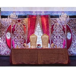 Tema dorado clásico boda escenario telón de fondo paneles gran boda lugar telón de fondo marco impresionante boda asiática escenario telón de fondo marcos - Product Image 1