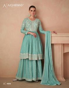 Dernier Designer Pure Chinon Silk Sequence Work Sarara Suit By Fab Zone - Product Image 5
