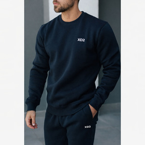 Conjunto Deportivo Premium Azul Marino para Hombre XD2, Sudadera con Cuello Redondo y Pantalones Jogger con Logotipo Personalizado, Ropa Deportiva de Alta Calidad en Felpa de Algodón - Product Image 5