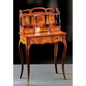 Mahogany Brown Rectangular Secretary <b>Desk</b> with Hutch Satinwood Rosewood Veneer Library Furniture 1-Year Warranty - Product Image 2