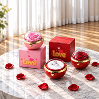 Boîte à bijoux AYOYO à ouverture automatique avec rose surprise, boîte à bijoux avec fleur préservée, cadeau pour la Saint-Valentin