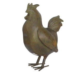 Figura Decorativa de Gallo de Resina con Aspecto Metálico para Decoración del Hogar, Estatua de Gallo de Poliresina para Decoración Rústica - Product Image 1