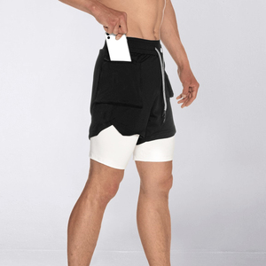 Men's 2-in-1 Quick Dry Gym Fitness Shorts Comfortable Elastic Waistband with Double <b>Layer</b> Casual Solid Pattern Workout Shorts - Product Image 4