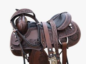 Silla de Montar Occidental de Cuero Marrón de Primera Calidad con Asiento Suave para Montar a Caballo - Product Image 4