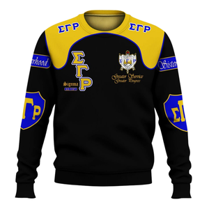 Sudadera con Cuello Redondo Azul y Dorado de Sigma Gamma Rho 1922, Ropa Griega de Hermandad, Sudadera de Forro Polar Premium, Moda de Invierno para Mujer - Product Image 1