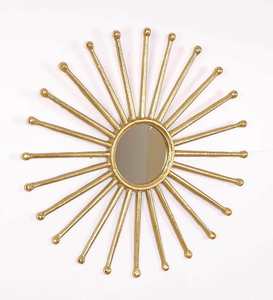Stylish <b>round</b> <b>mirror</b> with a sleek metal frame Circular metal wall <b>mirror</b> Elegant <b>gold</b> 21 inch - Product Image 3