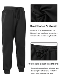 Men's Joggers Tracksuit Pants - Heavy-Duty Full-Zip Tapered Fit with Zippered Pockets Gym & Outdoor Training Trousers Grey/Black - Product Image 5