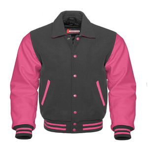 El último estilo OEM invierno prendas de vestir chaquetas universitarias/bordado personalizado lana gris y verde de cuero auténtico chaquetas universitarias con cuello - Product Image 4