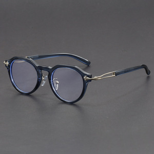 Nuevas <span class=keywords><strong>monturas</strong></span> <span class=keywords><strong>de</strong></span> <span class=keywords><strong>gafas</strong></span> <span class=keywords><strong>de</strong></span> marca para hombres <span class=keywords><strong>de</strong></span> moda Bloqueo <span class=keywords><strong>de</strong></span> luz azul Transparente Azul Pequeño Aleación redonda Pc Lentes <span class=keywords><strong>Monturas</strong></span> - Product Image 3