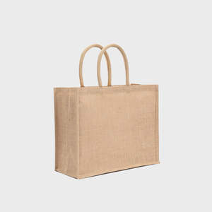 <b>Medium</b> Jute Tote <b>Bag</b> with Padded Rope Handles Canvas PVC Material Screen Letter Printed Beach <b>Bag</b> for Daily Use Advertising - Product Image 1
