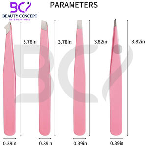 Pince à épiler pour poils incarnés, 4 pièces, en acier inoxydable, à pointe inclinée, durable et facile à nettoyer, couleur rose, nouveau design 2026 - Product Image 2