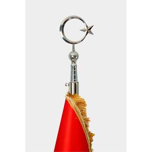 Drapeau de bureau chromé à franges avec logo imprimé pour usage extérieur - Product Image 2