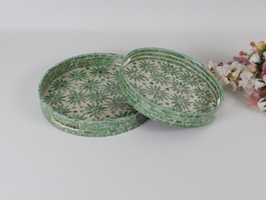 Plateau de service à incrustation de nacre au Design Unique avec forme florale plateau décoratif de haute qualité pour le stockage des fruits au Vietnam - Product Image 6