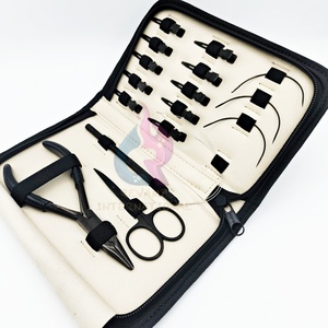 Kit d'outils d'extension de cheveux professionnel de haute qualité pince en acier inoxydable tirant boucle ciseaux pinces à cheveux - Product Image 5