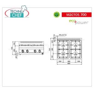 COCINA DE GAS DE 4 QUEMADORES, 21.5 kW - Product Image 1