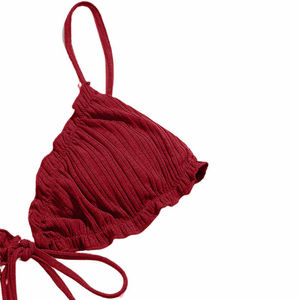 Ensemble bikini 2 pièces personnalisé pour femme, séchage rapide, respirant, maillot de bain de plage, bas à coupe haute, décolleté sans bretelles, positionnement frontal - Product Image 3