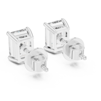 Pendientes de Plata de Ley 925 con Diamante de Corte Esmeralda de 0.50ct Cultivado en Laboratorio, Diseño de 4 Puntas, para Compromiso, Boda, Fiesta, Regalo, Uso Diario