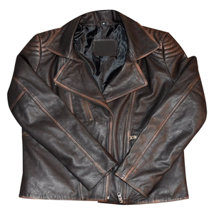 Chaqueta de motociclista acolchada negra para mujer Chaqueta de moto de cuero de piel de cordero negra 100% - Product Image 4