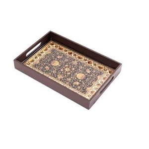 ถาดเสิร์ฟไม้ธรรมชาติถาดอาหารว่างพร้อมขอบถาดตกแต่งไม้ - Product Image 1